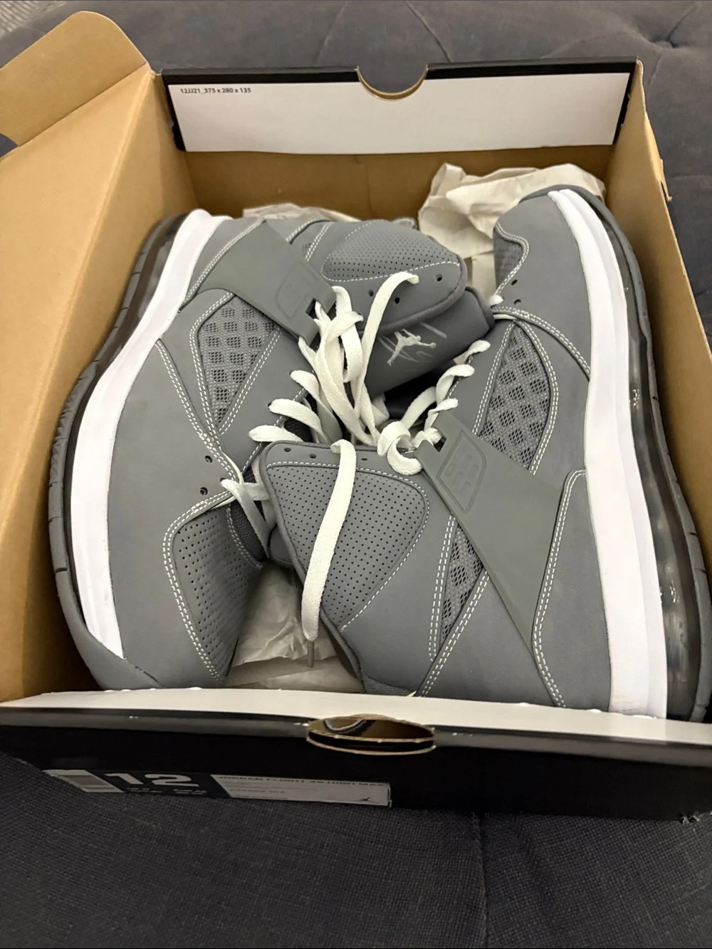 Jordan Gray Mid-Top Sneakers with White Laces